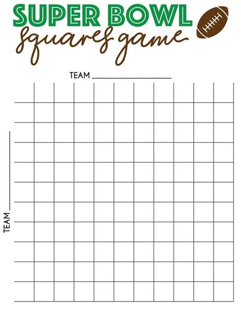 Super Bowl Printable Grid